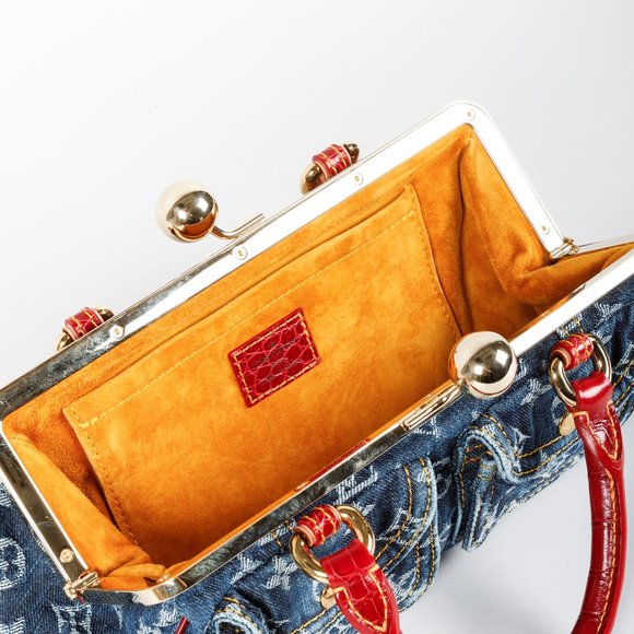 Louis Vuitton Monogram Denim Red Alligator Sac Fermoir GM - Picture 9 of 12